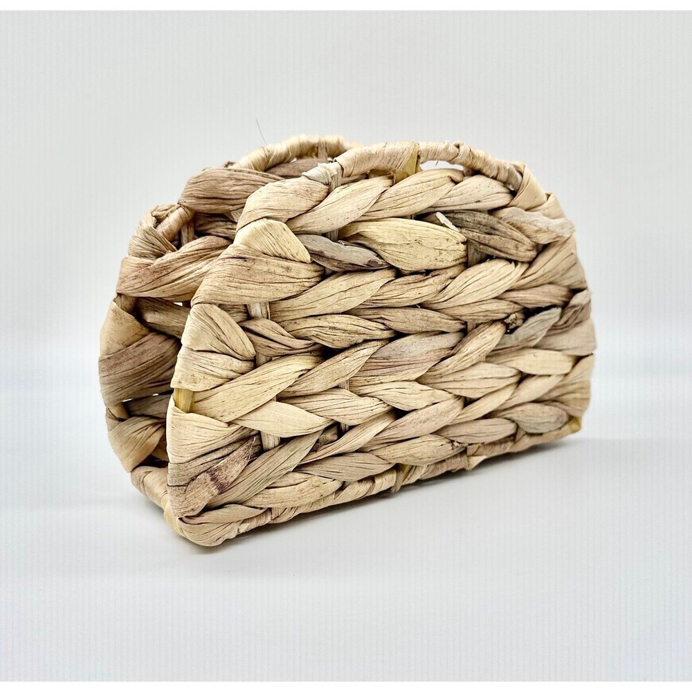 Natural Water Hyacinth Napkin Holder rustic, handwoven boho